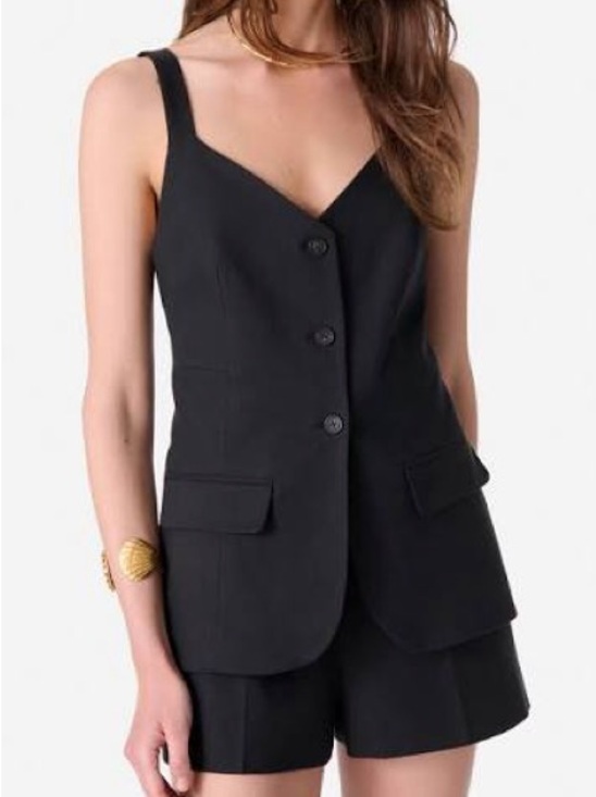 Vanessa Bruno Tops - Vanessa Bruno Elia Button Front Linen Blend Vest Top Black Size 36 / US 4